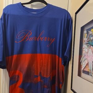 Burberry Blue and Red Logo Tee Shirt